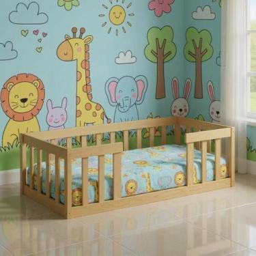 Imagem de Cama de Chão com Cercadinho Infantil Madeira Montessoriana - Repleta, 