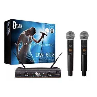 Imagem de Microfone Dylan Dw602 Max S/ Fio 2 Bastões Wireless Uhf, Preto