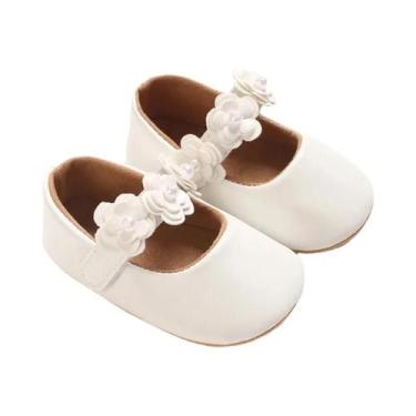 Imagem de Sapatos De Batismo Para Meninas Recém-Nascidas, Brancos, Com Solado De