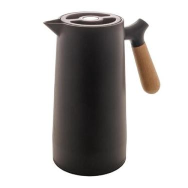 Imagem de Garrafa Térmica Cabo de Madeira 1 Litro Preta - Giftutil