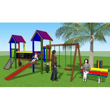 Imagem de Parque Infantil em Madeira Plástica Reciclada Marrom Fácil Montagem 25