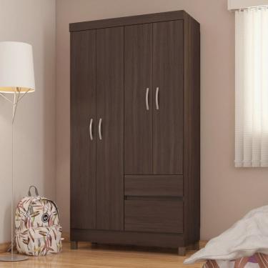 Imagem de Guarda Roupa Solteiro com Pés 4 Portas 2 Gavetas Lotus Demóbile