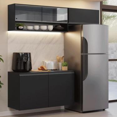 Imagem de Armário de Cozinha Compacta 200 cm Suspenso Preto Nice Madesa 08 XA, P