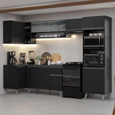Imagem de Armário de Cozinha Completa de Canto 385 cm Preto Nice Madesa 04, Pret