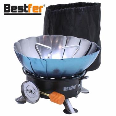 Imagem de Mini Fogareiro Portátil para-brisa Gás 1 Boca Inox Bestfer