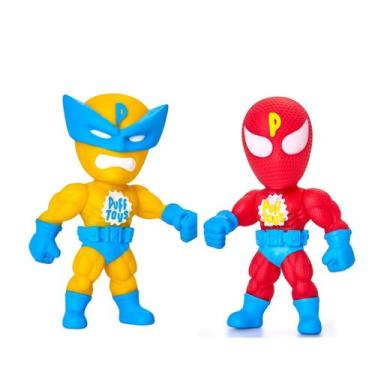 Imagem de Kit 2 Bonecos Super Heróis Articulados 17cm Vinil Macio Atóxico Vingad