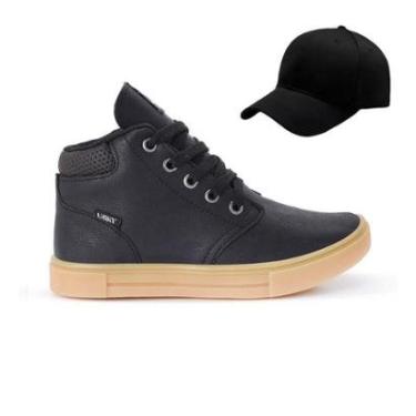 Imagem de Tenis Botinha Infantil Meninos Casual Cano Alto Confortavel + Bone-Masculino