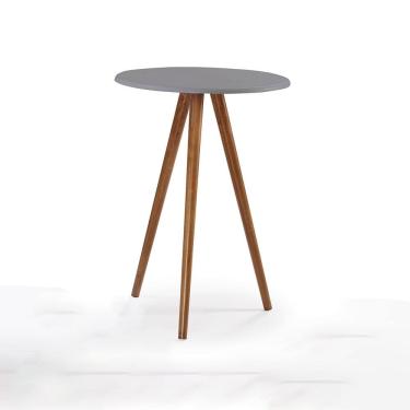 Imagem de Mesa de Apoio Grande Tripé Pé Palito Hannover - Cinza/Imbuia Glazer