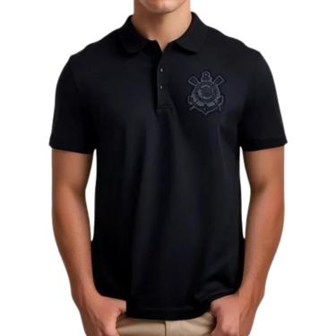 Imagem de Camisa Polo Corinthians Masculina Preta Licienciado-Masculino