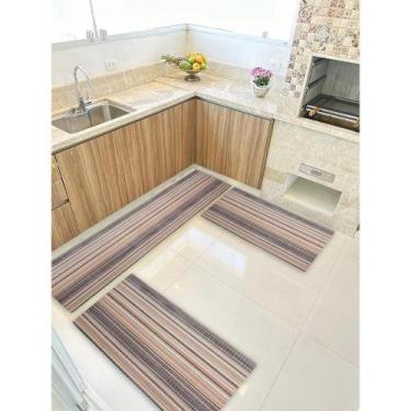 Imagem de Kit 3 peças Jogo Cozinha Passadeira Emborrachada Não Derrapa - De Cora