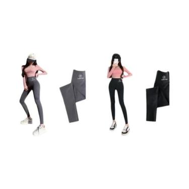 Imagem de Leggings Pretas Femininas De Cintura Alta M-XL, Calças Shark Com Efeit