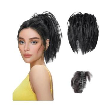 Imagem de Aplique De Cabelo Sintético Com Presilha De Garra, Coque Ondulado E Ca