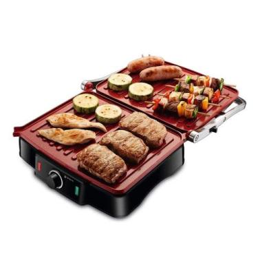Imagem de Chapa Grill Mondial, Press Grill 180, Abertura 180, 220V, Vermelho, 18