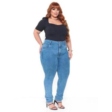 Imagem de Calça Skinny Jeans Feminina modeladora Plus Size cintura alta lycra/el
