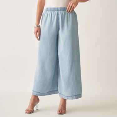 Imagem de Calça Pantacourt Liocel Ampla com Cintura Elástica - Bloom, Jeans dela