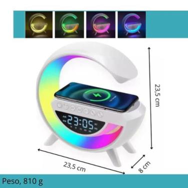Imagem de Carregador Sem Fio Led Luz caixa de Som Bluetooth e Luminária Intelige