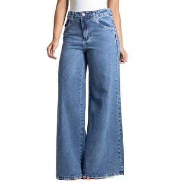 Imagem de Calça Jeans Sawary Super Wide Leg - 282957 - azul médio 44, Azul, 44