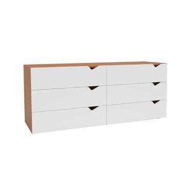 Imagem de Cômoda Casal Porto c/ 6 Gavetas Freijo/Branco - Politorno