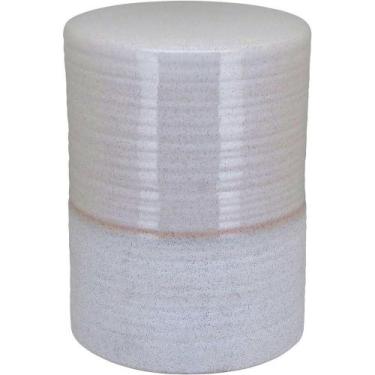 Imagem de Banqueta Cerâmica 44x32x32cm Marfim Banco Decorativo Jardim Garden - H