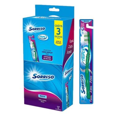 Imagem de Escova Dental Sorriso Tripla Macia Leve 12 Pague 9