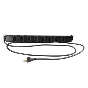 Imagem de Régua Elétrica 19" 08 Tomadas 10A Bivolt 110V-220V Cabo 1,10M Preta Max Eletron