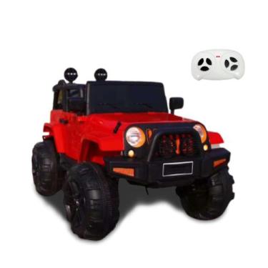 Imagem de Mini carro eletrico infantil jeep vermelho 12v com controle luz e som 