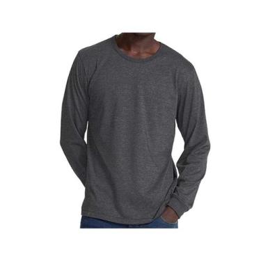 Imagem de Camiseta Hering Masculina Manga Longa N204 Mescla Chumbo, XXG, Mescla 