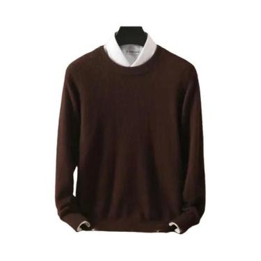 Imagem de Suéter Masculino De Tamanho Grande 100% Cashmere De Vison Puro, Gola R