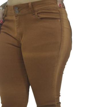 Imagem de Calça Jeans Feminina Marrom Maxma Flare, GG