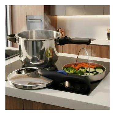 Imagem de Panela De Pressão Inox MTA 6L Com Visor De Vidro Fundo Triplo Indução 