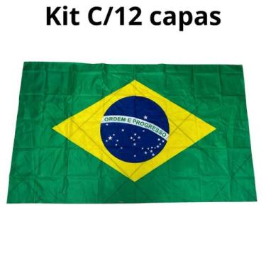Imagem de Kit C/12 Bandeiras Brasil CAPA 90x150 Copa Mundo Tecido - sm decora