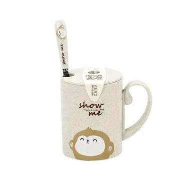 Imagem de Caneca Infantil BPA FREE Com Alça e Colher em Aço Inox - GENERIC, Maca