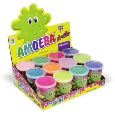 Imagem de Slime Amoeba Brilho 110g Geleca Brilhante Cores Sortidas Display com 12 Unidades Asca Toys