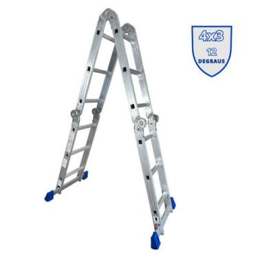 Imagem de Escada de Alumínio Articulada 4x3 com 12 Degraus - Alumasa