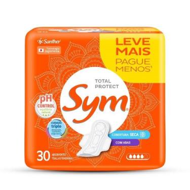 Imagem de Absorvente Sym Cobertura Seca com Abas - Embalagem com 30 Unidades