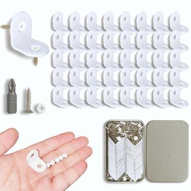 Imagem de Cantoneiras em L Oufiin 2x2 cm Brancas 40 Peças com Parafusos