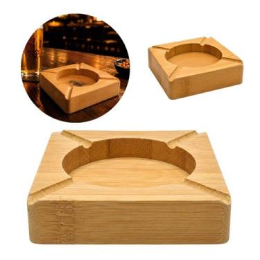 Imagem de Cinzeiro Bambu Quadrado 9,5cm Resistente Natural - Kehome