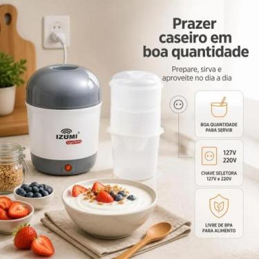 Imagem de Iogurteira Elétrica Cinza+Dessorador Iogurte Natural Grego - Izumi