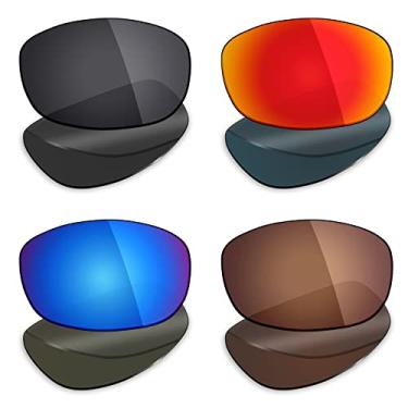 Imagem de 4 pares de lentes polarizadas de substituição Mryok para óculos de sol Costa Del Mar Brine – Stealth preto/vermelho fogo/azul gelo/bronze marrom