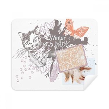 Imagem de Pano de limpeza de pintura de tinta, gato e borboleta, 2 peças, tecido de camurça