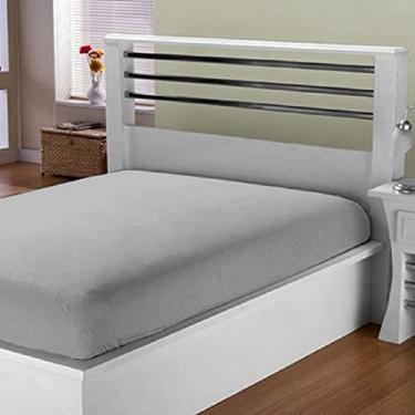 Imagem de Kit 2 Lençol Cama King Cinza Com Elástico Algodão 150 Fios