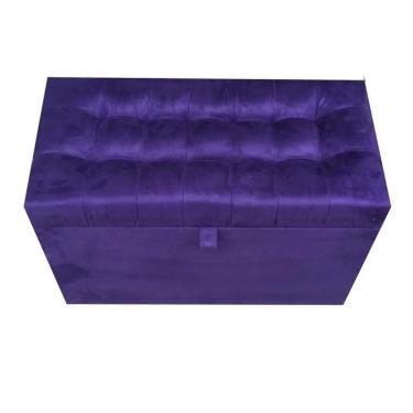 Imagem de Puff Baú Estofado Retangular - 68 Cm - Roxo