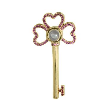 Imagem de Pingente Prata c/ Ouro 18K Neo Crystal Chave com Zircônia 40x19mm