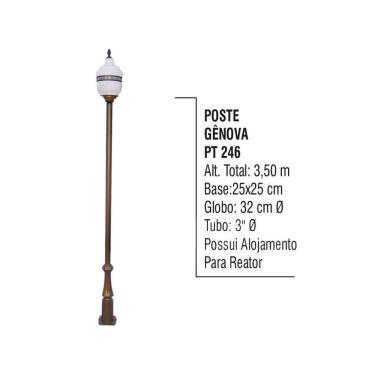 Imagem de Poste Colonial Gênova para Jardim de Alumínio 3,50m