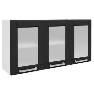 Imagem de Armário Aéreo 105x52,5cm em Aço 3 Portas com Vidro - Bertolini 6010 Múltipla