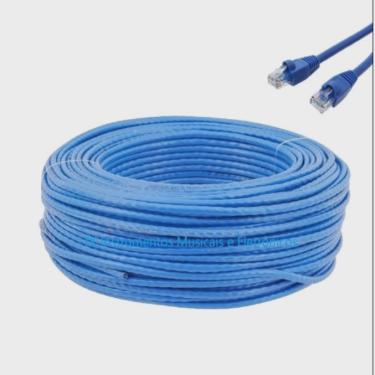 Imagem de Cabo de Rede p/ Internet -- CAT5E -- Montado c/ conectores RJ45 -- Pronto p/ uso -- 30 metros -- Azul