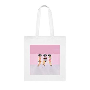 Imagem de Bolsa feminina no cabeleireiro, presente divertido, bolsa de ombro, bolsas reutilizáveis, cesta de Natal de aniversário, ideia de presente, Branco