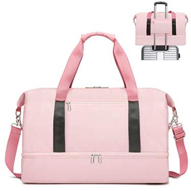 Imagem de Cico Rider Bolsa de Ginástica para Mulheres, Rosa, Média, com Compartimento de Sapato e Bolso Molhado