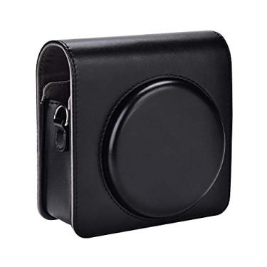Imagem de Bolsa para câmera, bolsa protetora de couro PU com alça de ombro para câmera Fujifilm Instax SQ6 (preta)