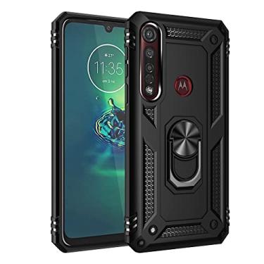 Imagem de Caso de capa de telefone de proteção Para Motorola Moto G8 Play Case, para Moto G8 Plus/One Macro Case Caso Celular com caixa de suporte magnético, proteção à prova de choque pesada (Color : Black